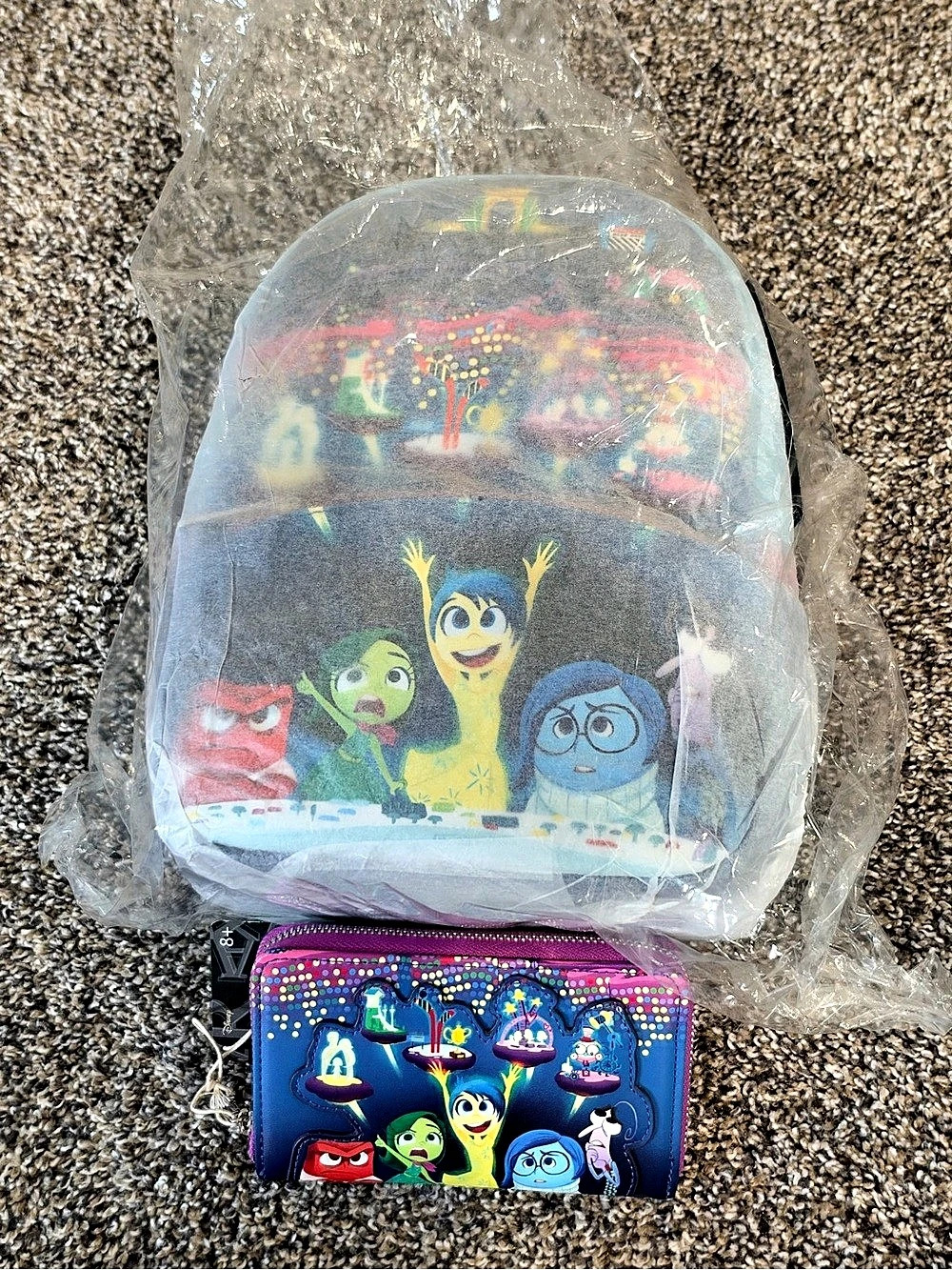 Loungefly Pixar Inside Out 2 Core Memories Mini Backpack and Zip-Around Wallet